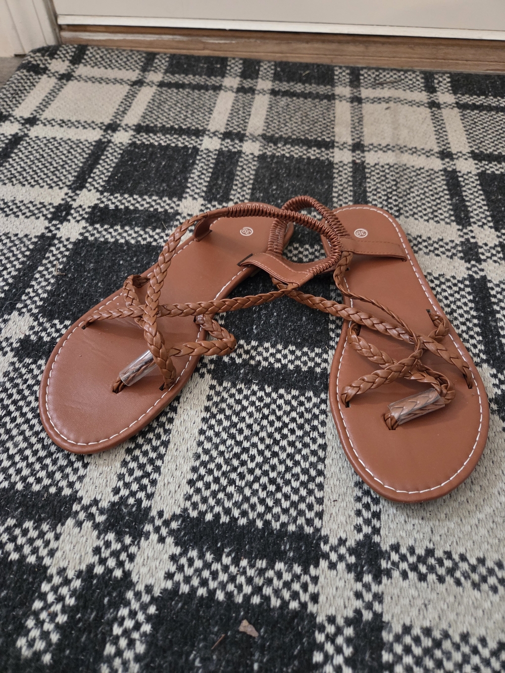 Braided Strappy Women's Sandals in Brown